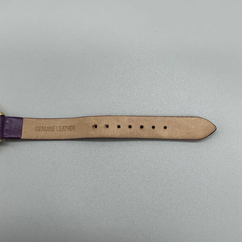 Boum Womens Watch 36mm Purple Dial Gold Tone Leather 3ATM WR New Battery